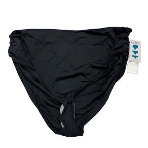 Anne Cole Bikini Bottom Womens XL Black Convertible High Waist Fold Over Shirred